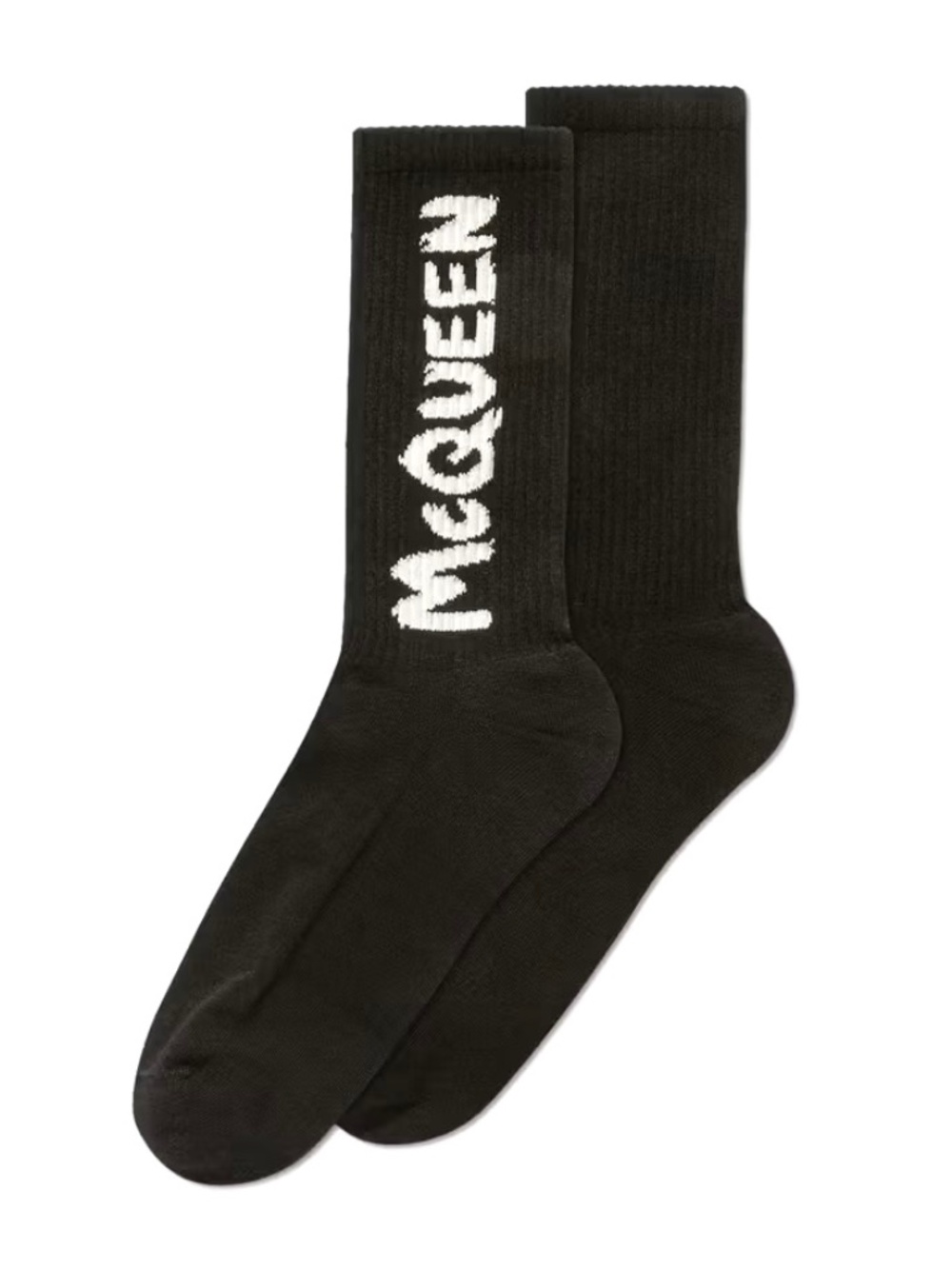 Alexander McQueen Graffiti Logo Crew Socks in Ivory